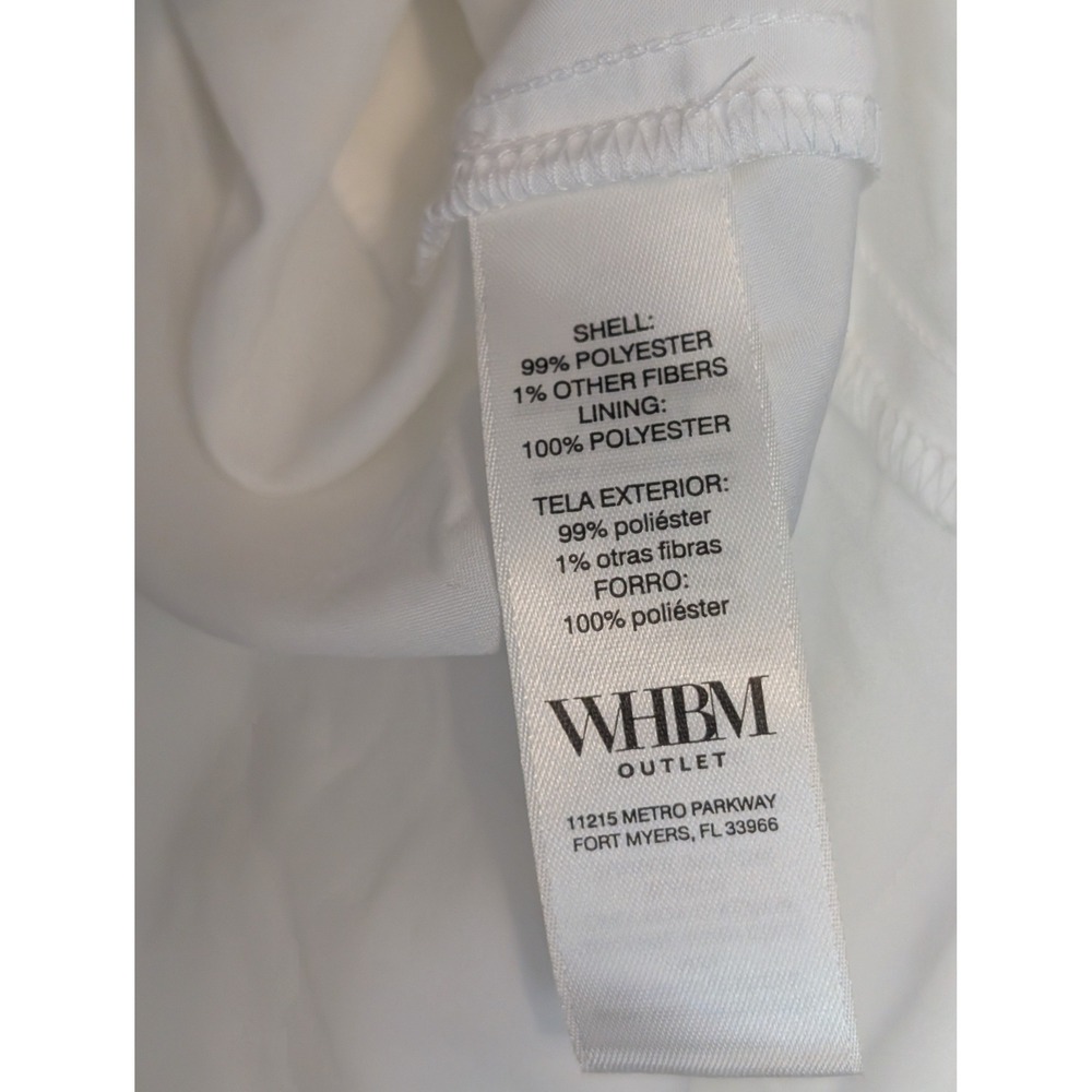 WHBM Tie Neck Blouse NWT White Metallic Pinstripe Ruffle M Office Romantic Fairy - Picture 8 of 12